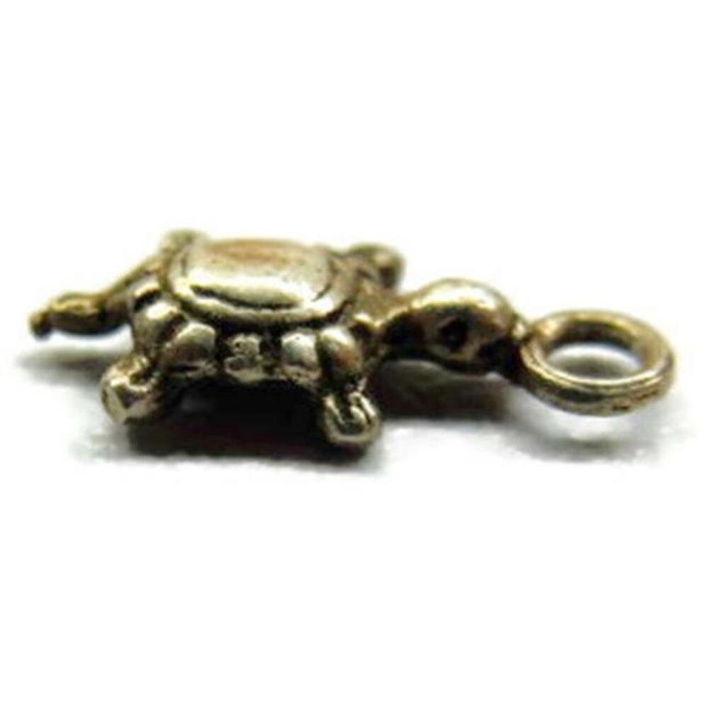 3d Tiny Turtle Tortoise Charm Solid 925 Heavy Pat… - image 2